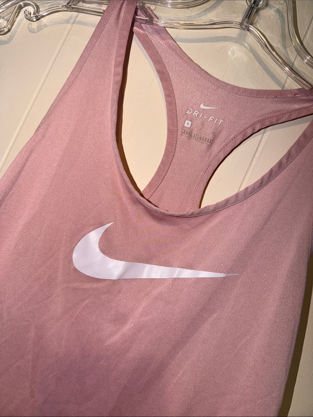 Nike Pink Racerback Dri-FIT Tank with White Swoosh